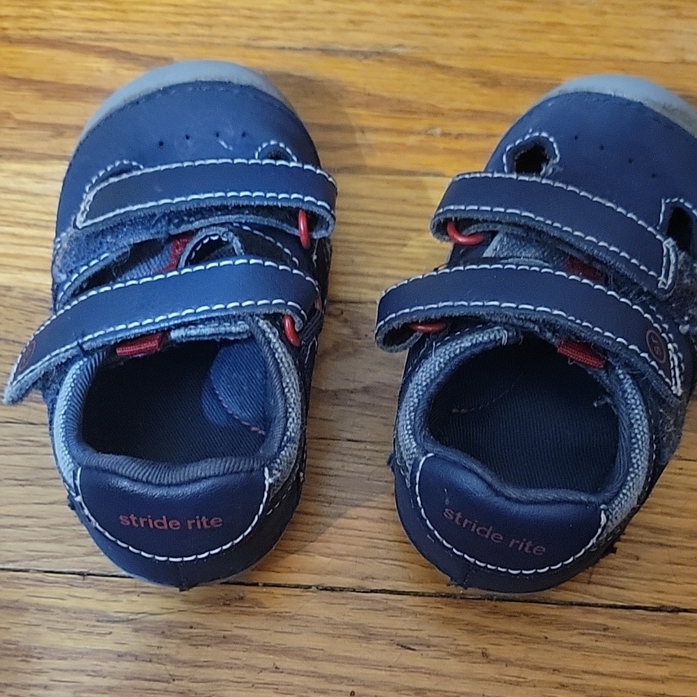 Stride Rite Blue and Red Sneakers with Adjustable Straps